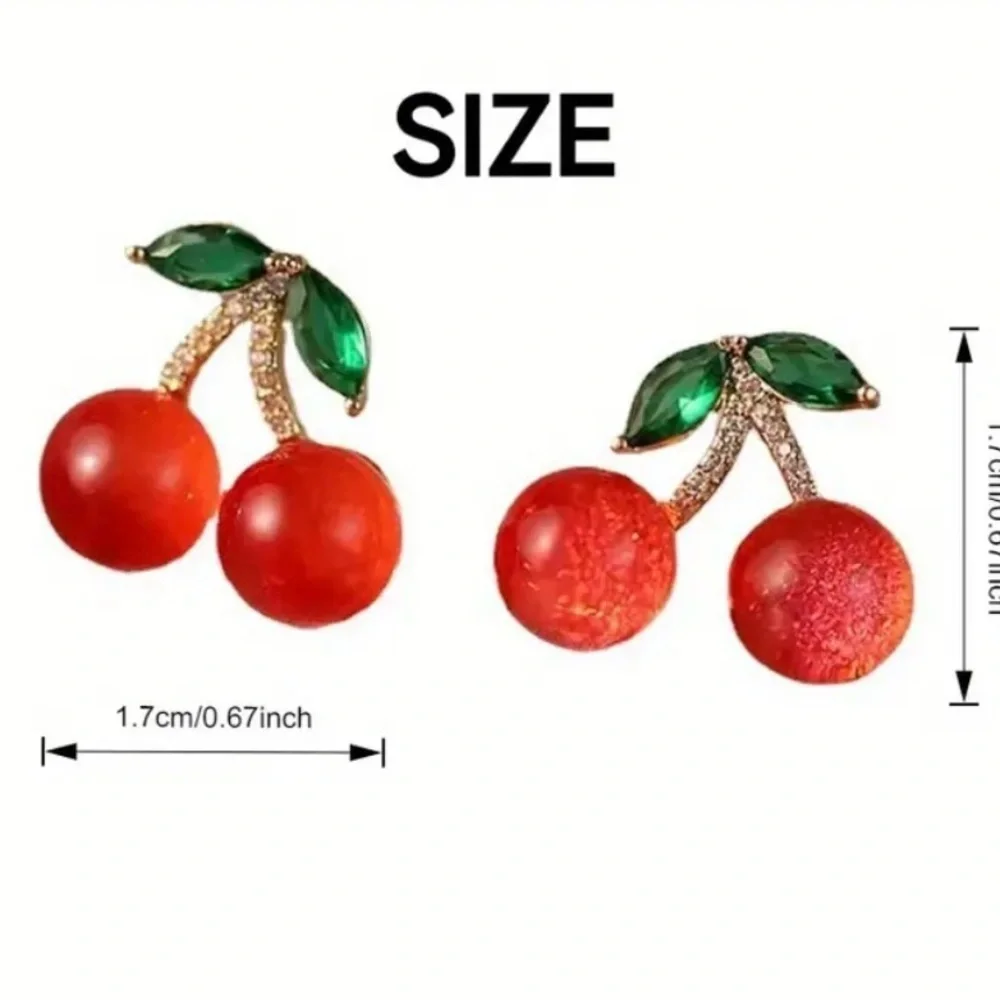 Cherry Red and Green Fashion Earrings